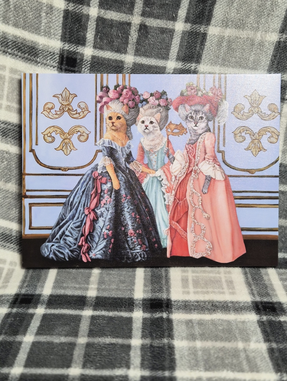 Regal Cat Trio Canvas Art - "Regency Gossip Kitties"